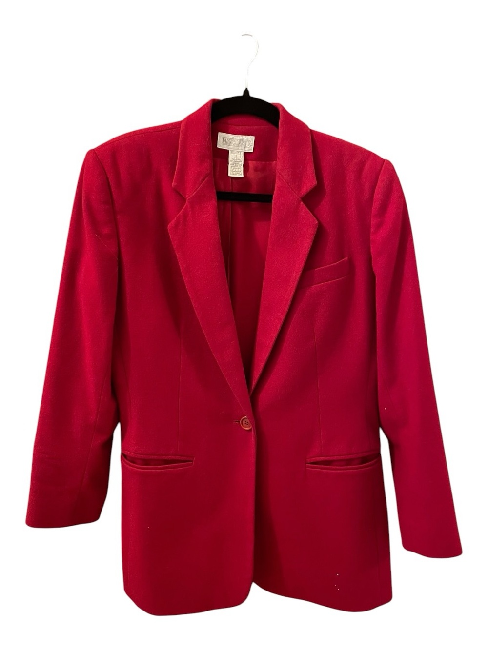 Lands' End Bright Red Single-Button Women's Blazer, Size 6, Wool Cashmere